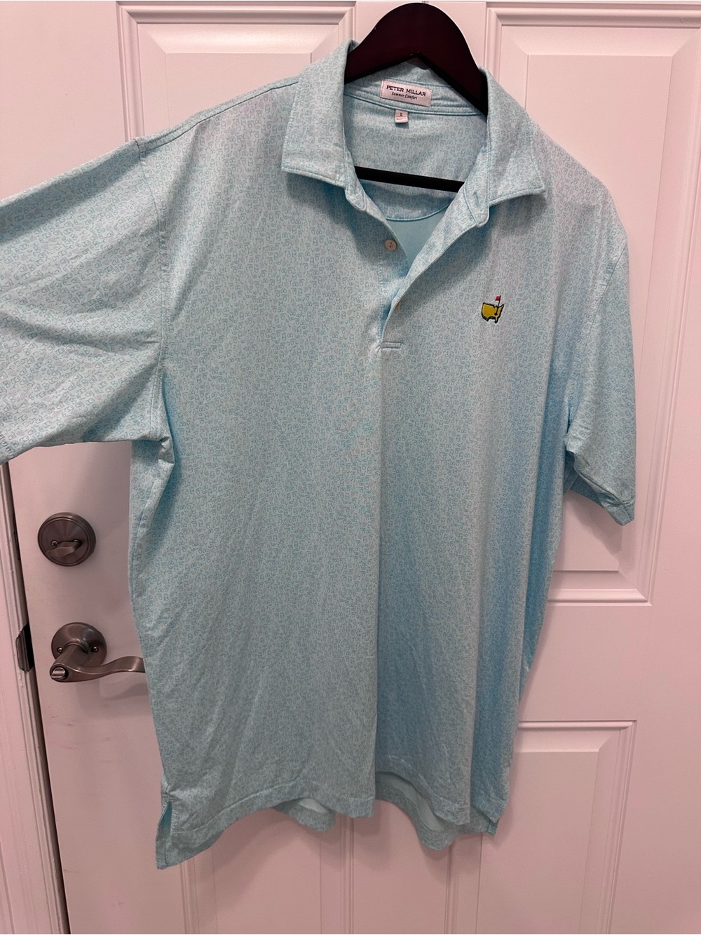Peter Millar Mint Blue Short-Sleeve Polo with Embroidered Logo